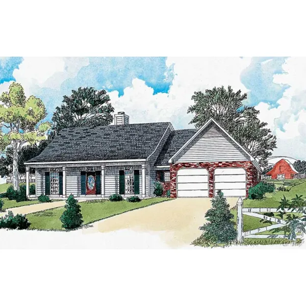 Traditional House Plan Front of Home - Bunch Hollow Country Home 092D-0020 - Search House Plans and More