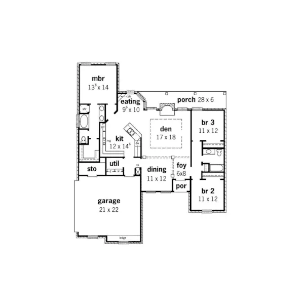 Southern House Plan First Floor - Maybelle Southern Country Home 092D-0021 - Shop House Plans and More