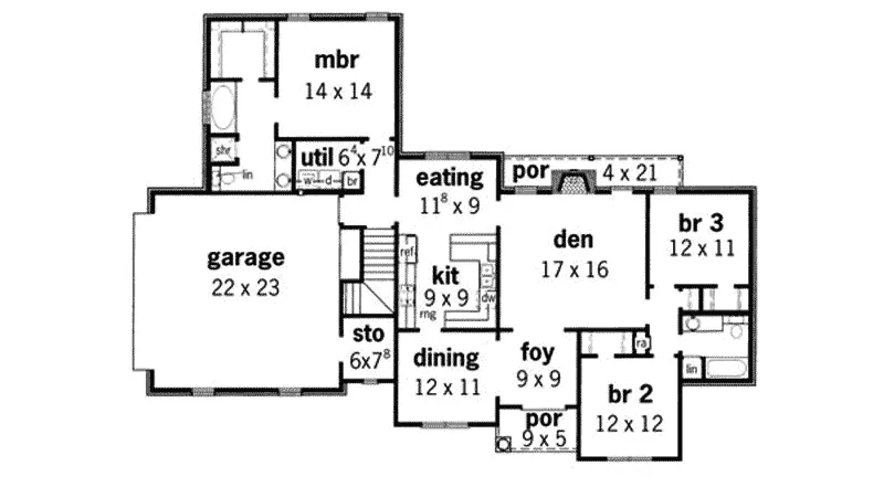 Colonial House Plan First Floor - Sandia Park Traditional Home 092D-0023 - Shop House Plans and More