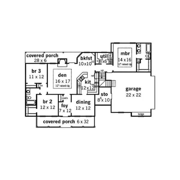 Traditional House Plan First Floor - Edgecliff Cape Cod Home 092D-0027 - Search House Plans and More