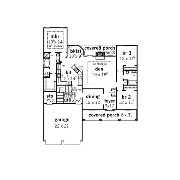 Country House Plan First Floor - Langton Country Home 092D-0028 - Shop House Plans and More