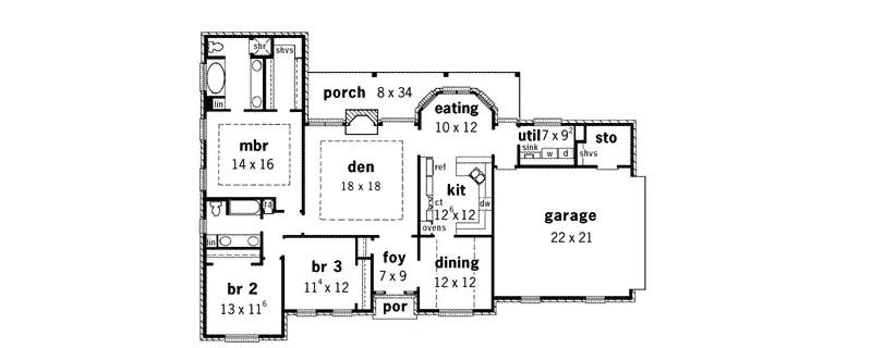 Ranch House Plan First Floor - Woodinville European Home 092D-0029 - Shop House Plans and More