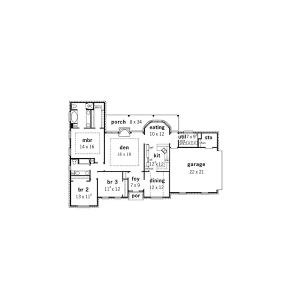 Traditional House Plan First Floor - Woodinville European Home 092D-0029 - Shop House Plans and More