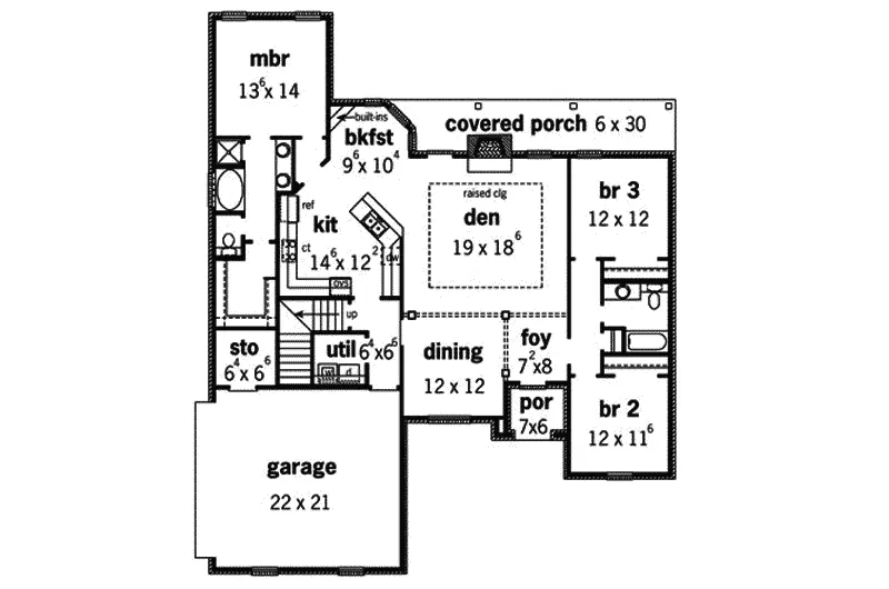 Traditional House Plan First Floor - Bolero Traditional Ranch Home 092D-0031 - Search House Plans and More