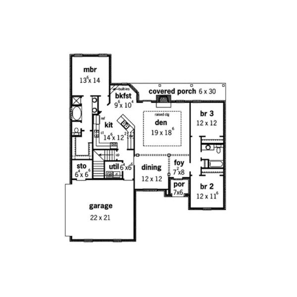 Southern House Plan First Floor - Bolero Traditional Ranch Home 092D-0031 - Search House Plans and More