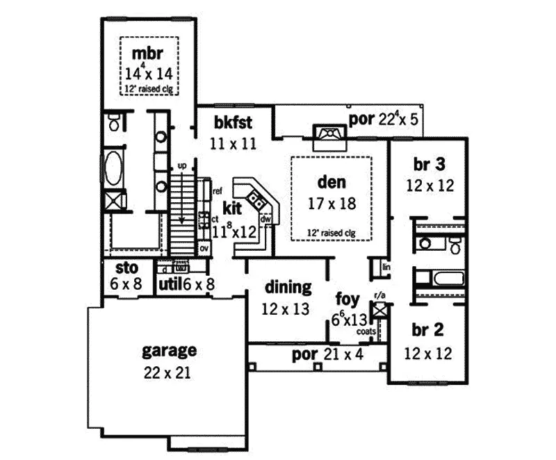 Colonial House Plan First Floor - Millington Ranch Home 092D-0036 - Shop House Plans and More
