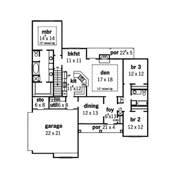 Traditional House Plan First Floor - Millington Ranch Home 092D-0036 - Shop House Plans and More