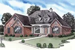 Striking Brick Ranch House Has Covered Front Porch And Decorative Quoins