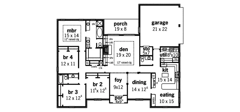 Traditional House Plan First Floor - Acacia Cottage Home 092D-0041 - Search House Plans and More