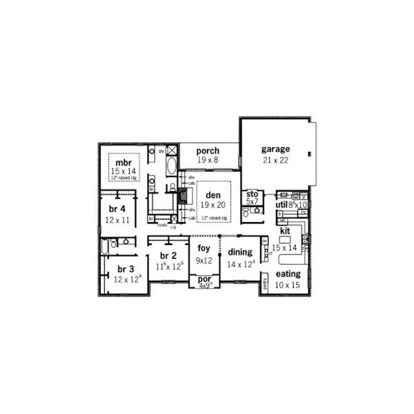 Southern House Plan First Floor - Acacia Cottage Home 092D-0041 - Search House Plans and More