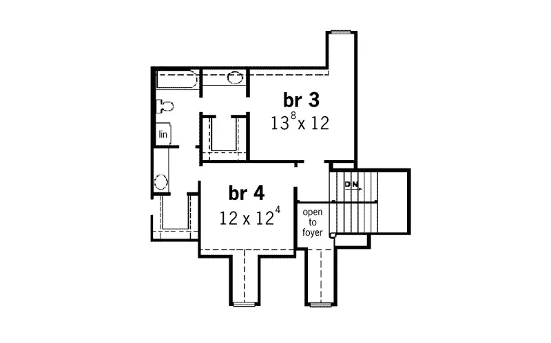 Colonial House Plan Second Floor - Harlow Hill Traditional Home 092D-0042 - Search House Plans and More