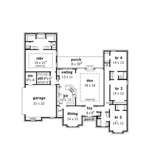 Traditional House Plan First Floor - Bridlegate Traditional Home 092D-0046 - Search House Plans and More