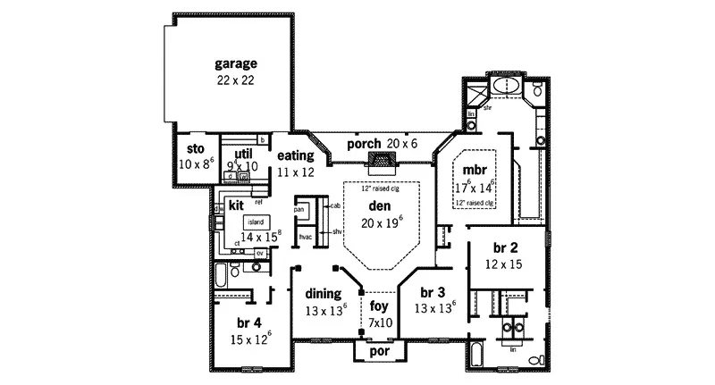 Ranch House Plan First Floor - Antoinette Place European Home 092D-0049 - Search House Plans and More