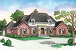 European Inspired Two-Story With Stucco And Brick Exterior Finish