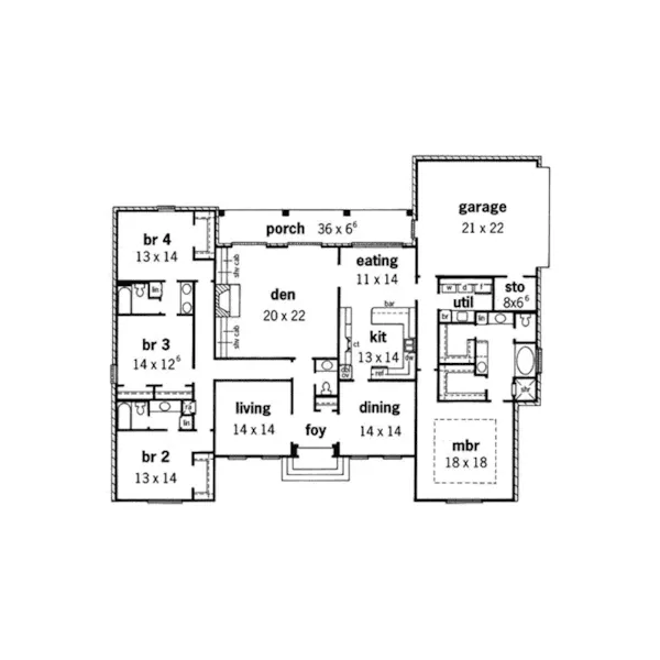 Southern House Plan First Floor - Olympia Manor European Home 092D-0051 - Shop House Plans and More