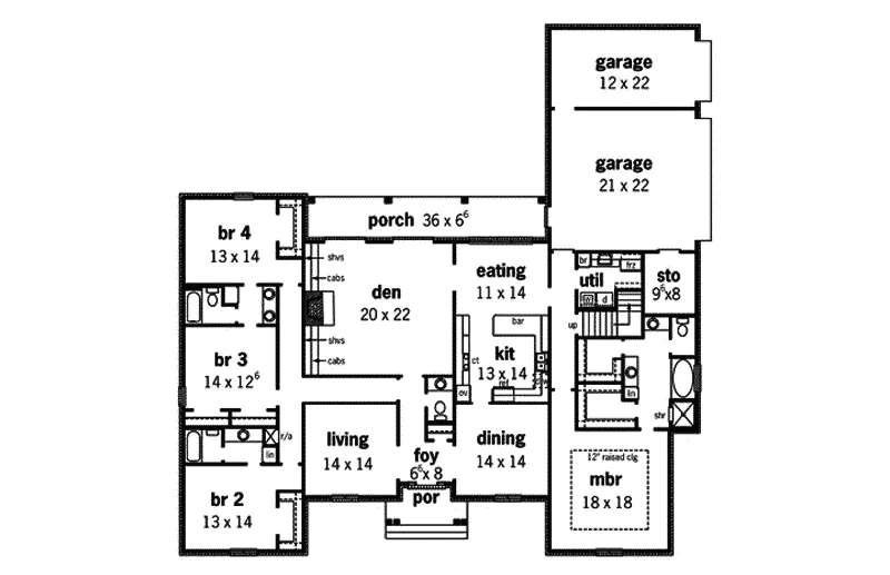 Ranch House Plan First Floor - Dolores Park European Home 092D-0052 - Search House Plans and More