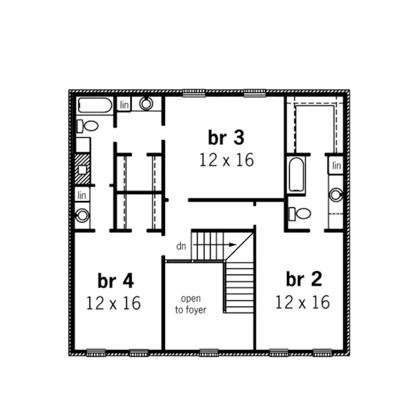 Georgian House Plan Second Floor - Algier Creek Greek Revival Home 092D-0054 - Search House Plans and More