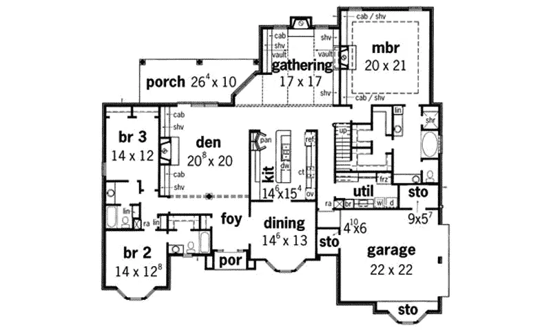 Traditional House Plan First Floor - Babler Wood European Home 092D-0055 - Search House Plans and More