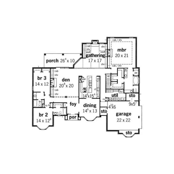 Traditional House Plan First Floor - Babler Wood European Home 092D-0055 - Search House Plans and More