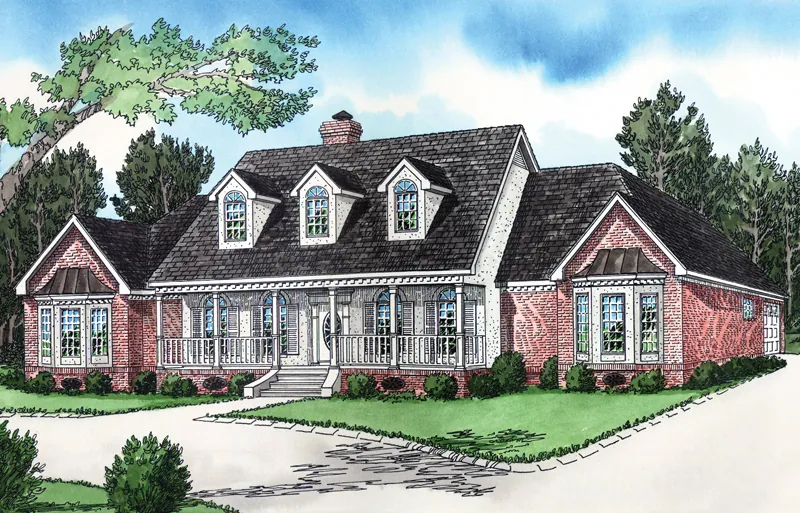 Luxurious Southern Style Home With Dormer Trio And Covered Porch