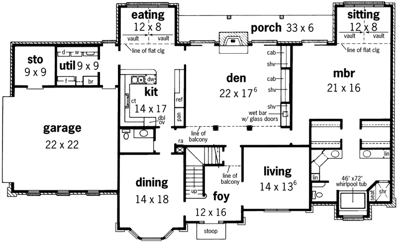 Traditional House Plan First Floor - McNair Traditional Home 092D-0057 - Shop House Plans and More