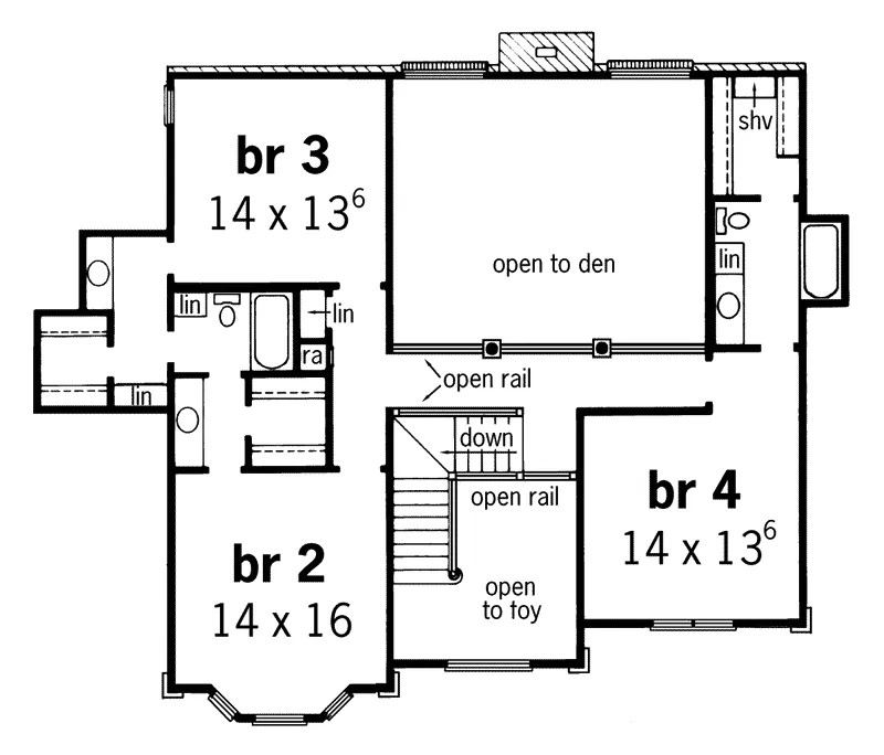 Traditional House Plan Second Floor - McNair Traditional Home 092D-0057 - Shop House Plans and More