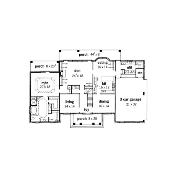 Plantation House Plan First Floor - Welmering Hill Luxury Home 092D-0058 - Shop House Plans and More