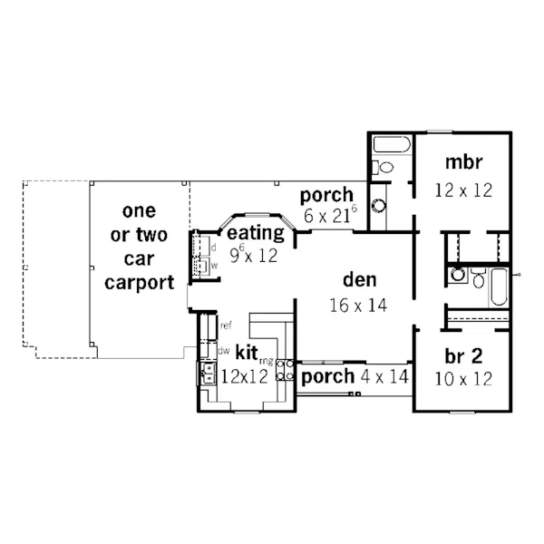 Ranch House Plan First Floor - Hunnewell Ranch Home 092D-0061 - Search House Plans and More