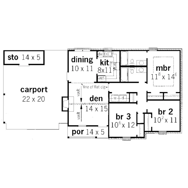 Ranch House Plan First Floor - Thurman Traditional Ranch Home 092D-0069 - Shop House Plans and More