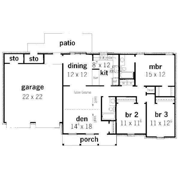 Ranch House Plan First Floor - Jachurst Country Ranch Home 092D-0076 - Search House Plans and More