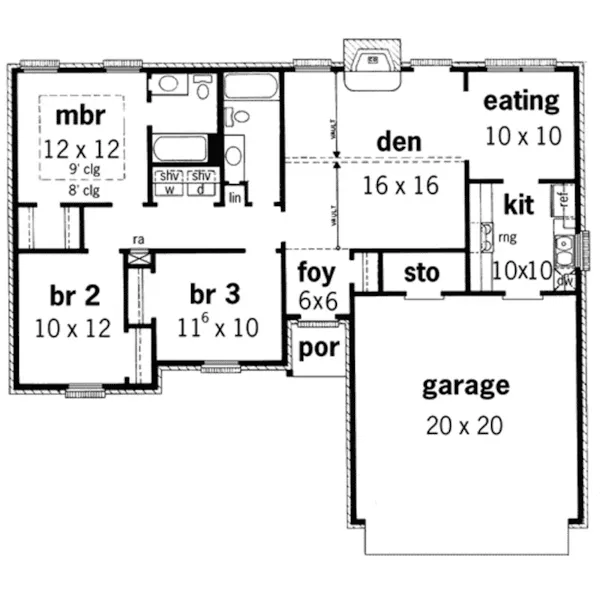 Ranch House Plan First Floor - Donaldson Trail Ranch Home 092D-0078 - Search House Plans and More