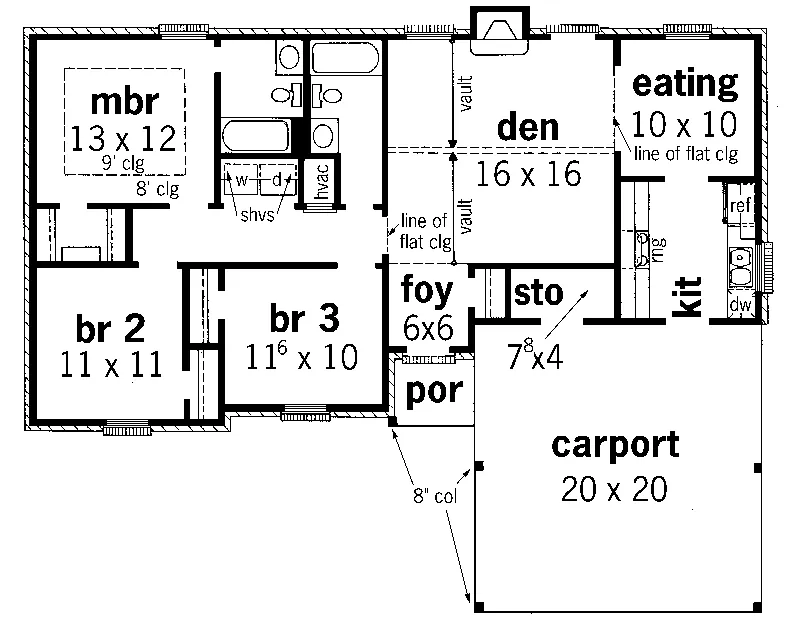 Ranch House Plan First Floor - Franciscan Ranch Home 092D-0080 - Search House Plans and More