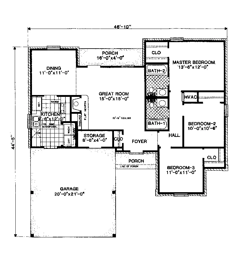 Traditional House Plan First Floor - Frontenac Ranch Home 092D-0081 - Search House Plans and More