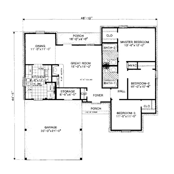 Traditional House Plan First Floor - Frontenac Ranch Home 092D-0081 - Search House Plans and More