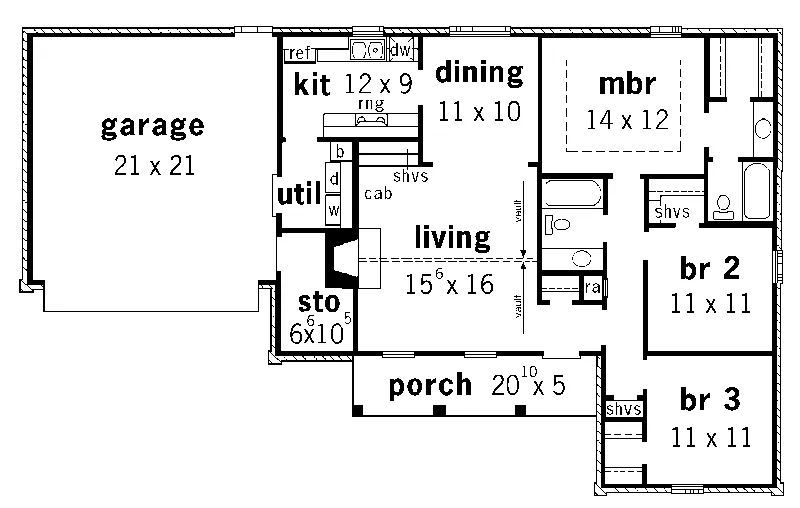 Ranch House Plan First Floor - Alhambra Park Ranch Home 092D-0082 - Search House Plans and More