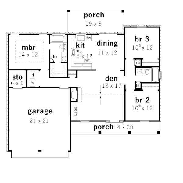 Country House Plan First Floor - Hampden Pond Traditional Home 092D-0085 - Search House Plans and More