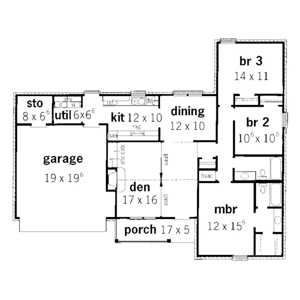 Country House Plan First Floor - Myles Traditional Ranch Home 092D-0086 - Shop House Plans and More