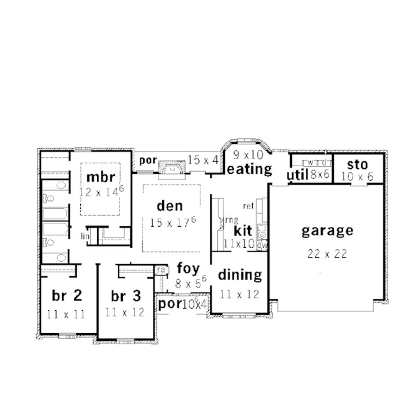 Traditional House Plan First Floor - Elsdon Ranch Home 092D-0089 - Search House Plans and More