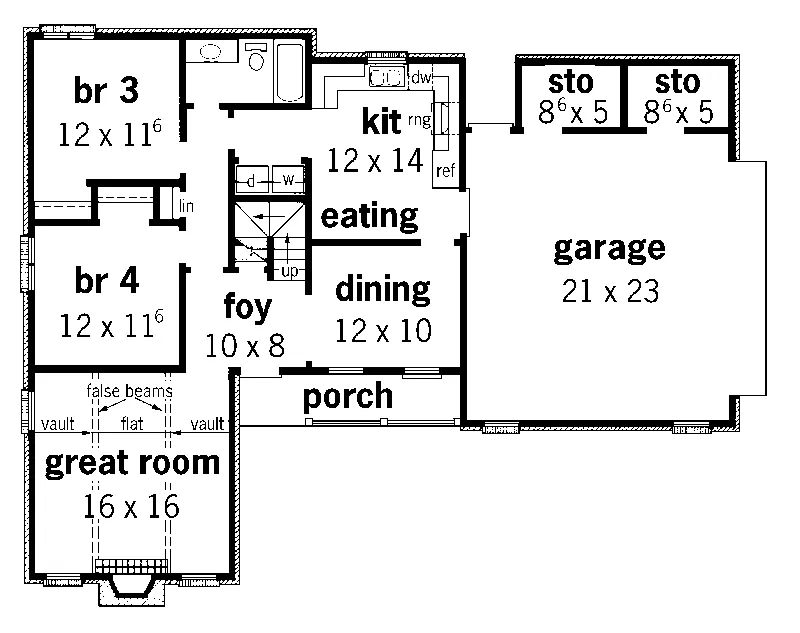 Country House Plan First Floor - Perronne Country Home 092D-0096 - Shop House Plans and More