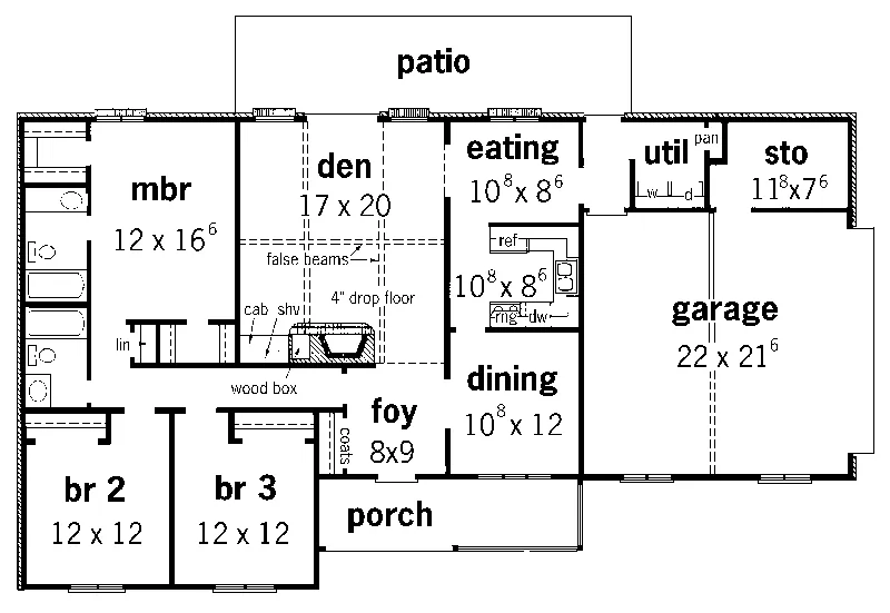 Ranch House Plan First Floor - Palermo Country Style Home 092D-0099 - Shop House Plans and More