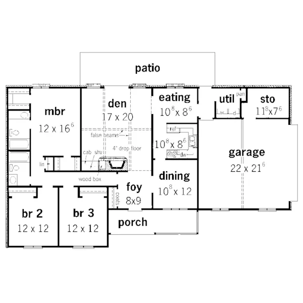 Ranch House Plan First Floor - Palermo Country Style Home 092D-0099 - Shop House Plans and More