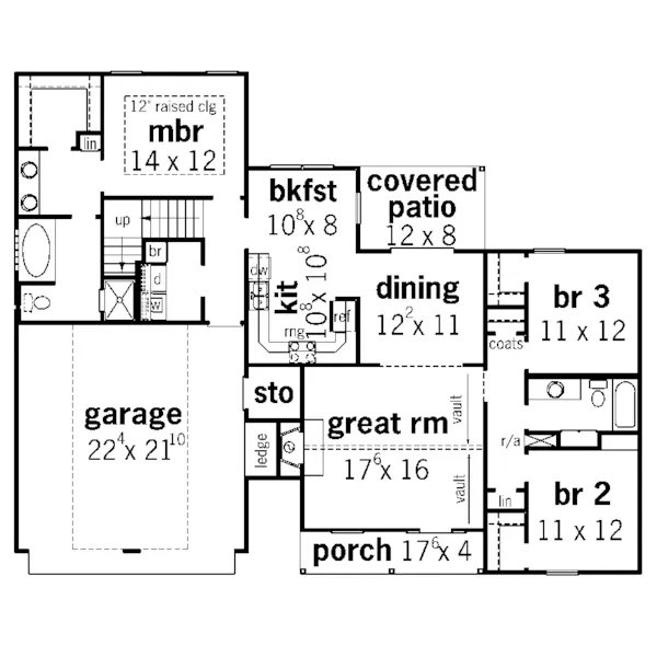 Traditional House Plan First Floor - String Creek Country Ranch Home 092D-0105 - Shop House Plans and More