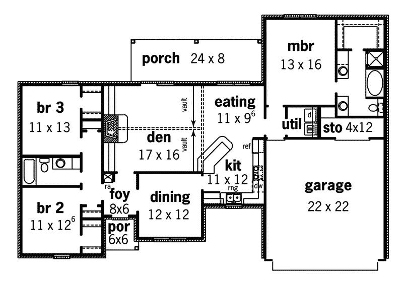 Georgian House Plan First Floor - Brantley Mill Georgian Home 092D-0106 - Search House Plans and More