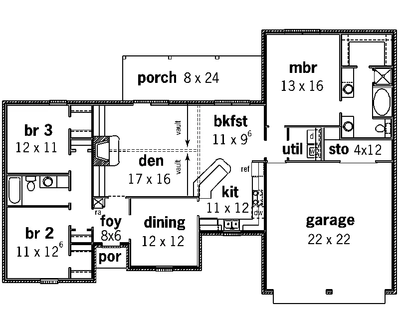 Ranch House Plan First Floor - Holden Place Ranch Home 092D-0107 - Search House Plans and More