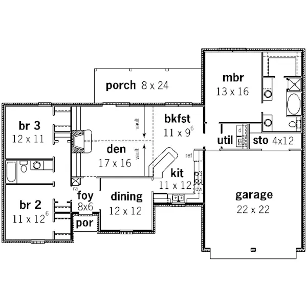 Ranch House Plan First Floor - Holden Place Ranch Home 092D-0107 - Search House Plans and More