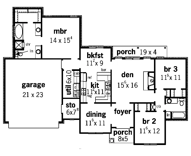 Ranch House Plan First Floor - Iberia Country French Home 092D-0111 - Search House Plans and More