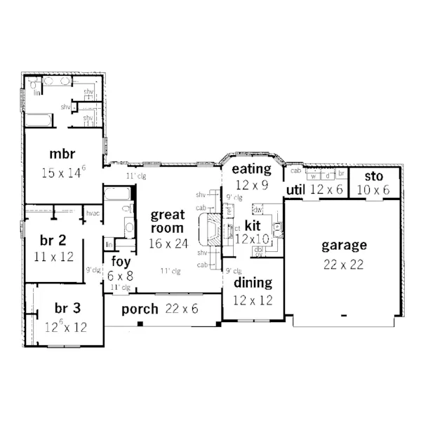 Ranch House Plan First Floor - Kehrs Mill Ranch Home 092D-0118 - Search House Plans and More