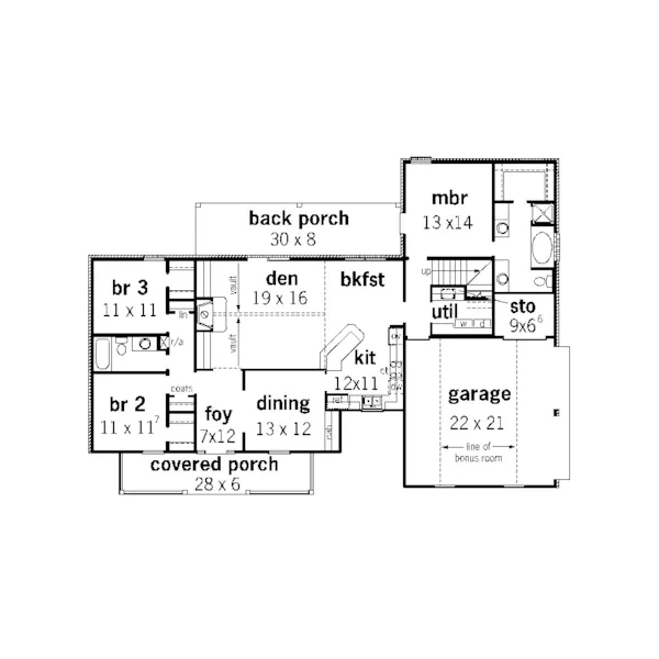 Traditional House Plan First Floor - Belleau Lake Country Home 092D-0122 - Search House Plans and More