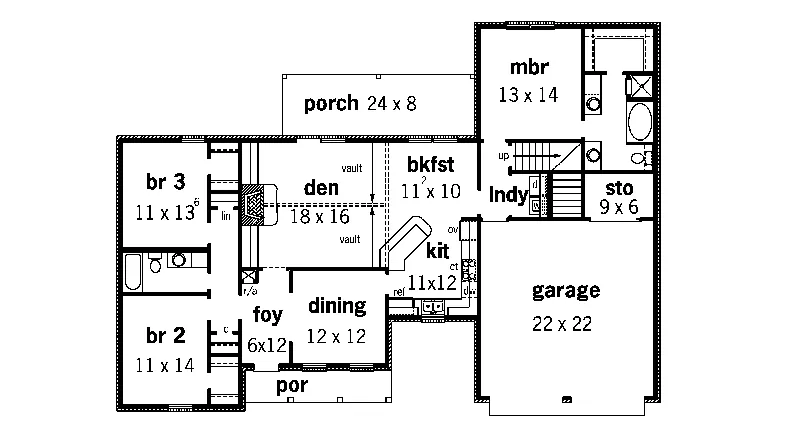 Ranch House Plan First Floor - Claymont Country Home 092D-0123 - Search House Plans and More