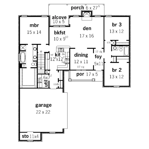 Country French House Plan First Floor - Chenier Country French Home 092D-0125 - Search House Plans and More